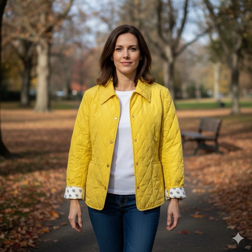 Dooney & Bourke Yellow Quilted Puffer Jacket